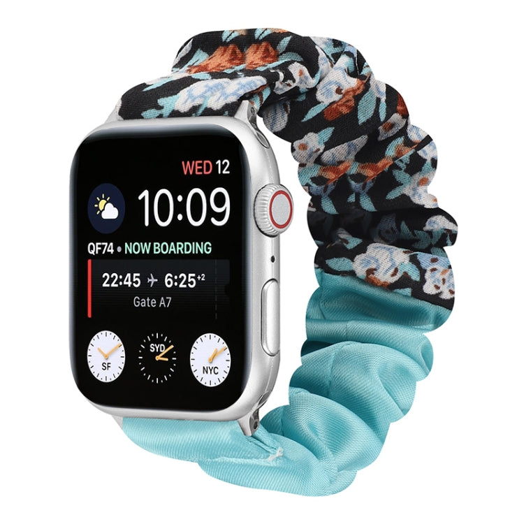 Butterfly Pattern Hair Ring Cloth Watch Band For Apple Watch Series 9&8&7 41mm / SE 3&SE 2&6&SE&5&4 40mm / 3&2&1 38mm(J) by bashfashion