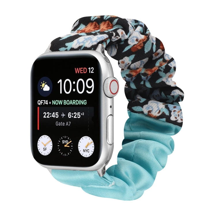 Butterfly Pattern Hair Ring Cloth Watch Band For Apple Watch Series 9&8&7 41mm / SE 3&SE 2&6&SE&5&4 40mm / 3&2&1 38mm(J) by bashfashion