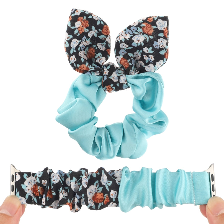 Butterfly Pattern Hair Ring Cloth Watch Band For Apple Watch Series 9&8&7 41mm / SE 3&SE 2&6&SE&5&4 40mm / 3&2&1 38mm(J) by bashfashion