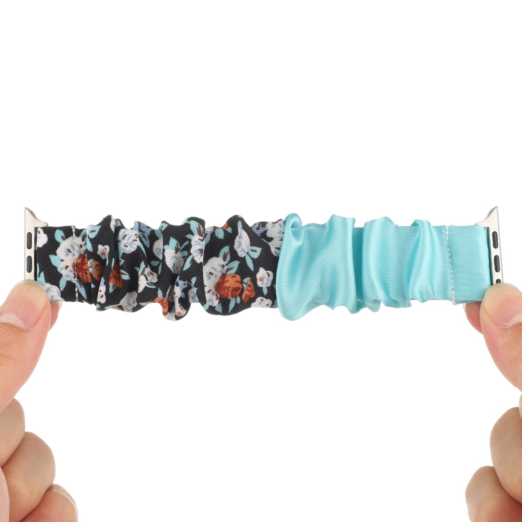 Butterfly Pattern Hair Ring Cloth Watch Band For Apple Watch Series 9&8&7 41mm / SE 3&SE 2&6&SE&5&4 40mm / 3&2&1 38mm(J) by bashfashion