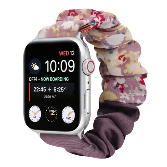 Butterfly Pattern Hair Ring Cloth Watch Band For Apple Watch Series 9&8&7 41mm / SE 3&SE 2&6&SE&5&4 40mm / 3&2&1 38mm(L) by bashfashion