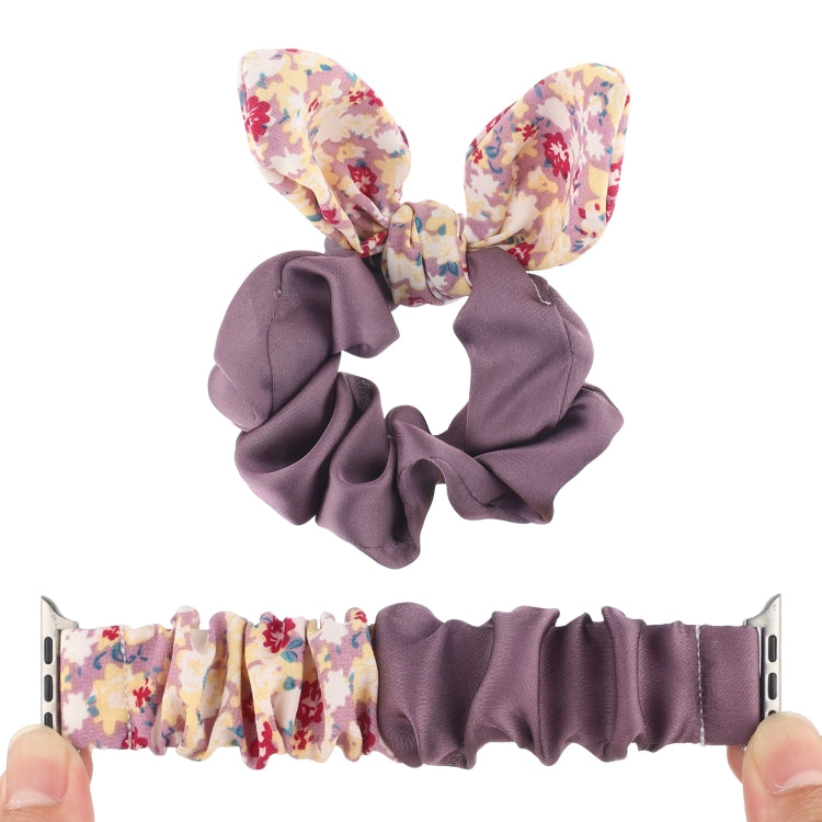 Butterfly Pattern Hair Ring Cloth Watch Band For Apple Watch Series 9&8&7 41mm / SE 3&SE 2&6&SE&5&4 40mm / 3&2&1 38mm(L) by bashfashion