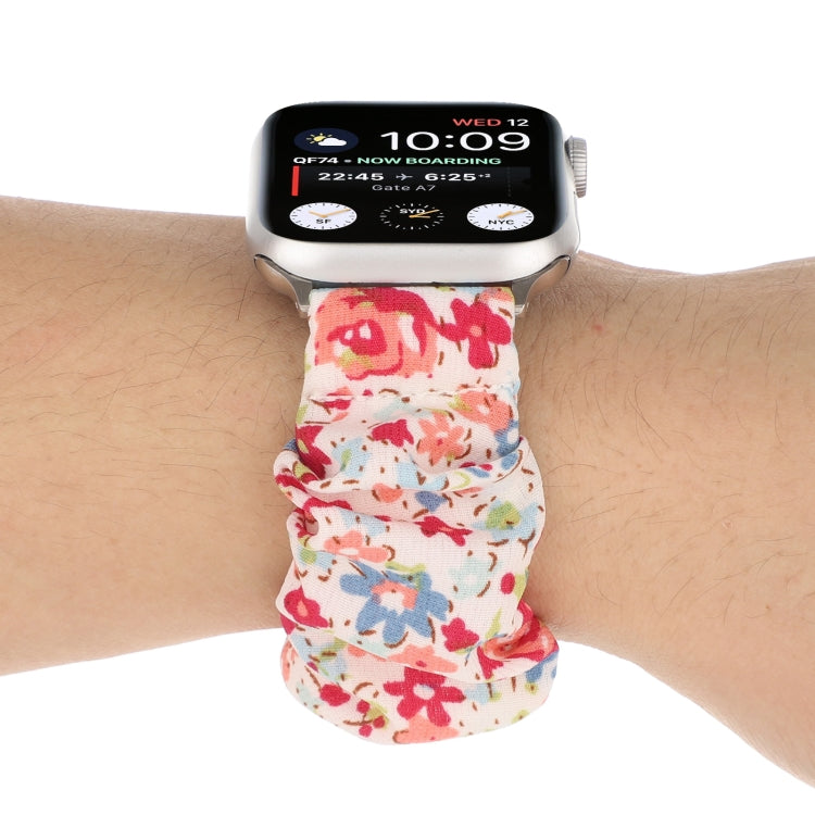 Butterfly Pattern Hair Ring Cloth Watch Band For Apple Watch Series 9&8&7 41mm / SE 3&SE 2&6&SE&5&4 40mm / 3&2&1 38mm(Q) by bashfashion