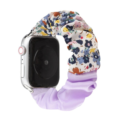 Butterfly Pattern Hair Ring Cloth Watch Band For Apple Watch Series 9&8&7 41mm / SE 3&SE 2&6&SE&5&4 40mm / 3&2&1 38mm(R) by bashfashion