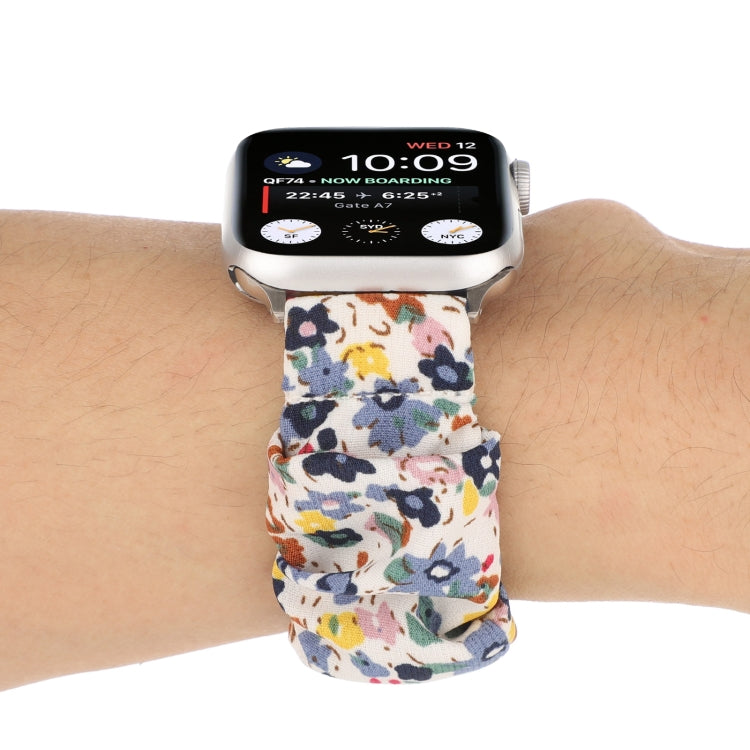 Butterfly Pattern Hair Ring Cloth Watch Band For Apple Watch Series 9&8&7 41mm / SE 3&SE 2&6&SE&5&4 40mm / 3&2&1 38mm(R) by bashfashion