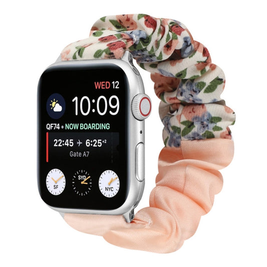 Butterfly Pattern Hair Ring Cloth Watch Band For Apple Watch Series 9&8&7 41mm / SE 3&SE 2&6&SE&5&4 40mm / 3&2&1 38mm(S) by bashfashion