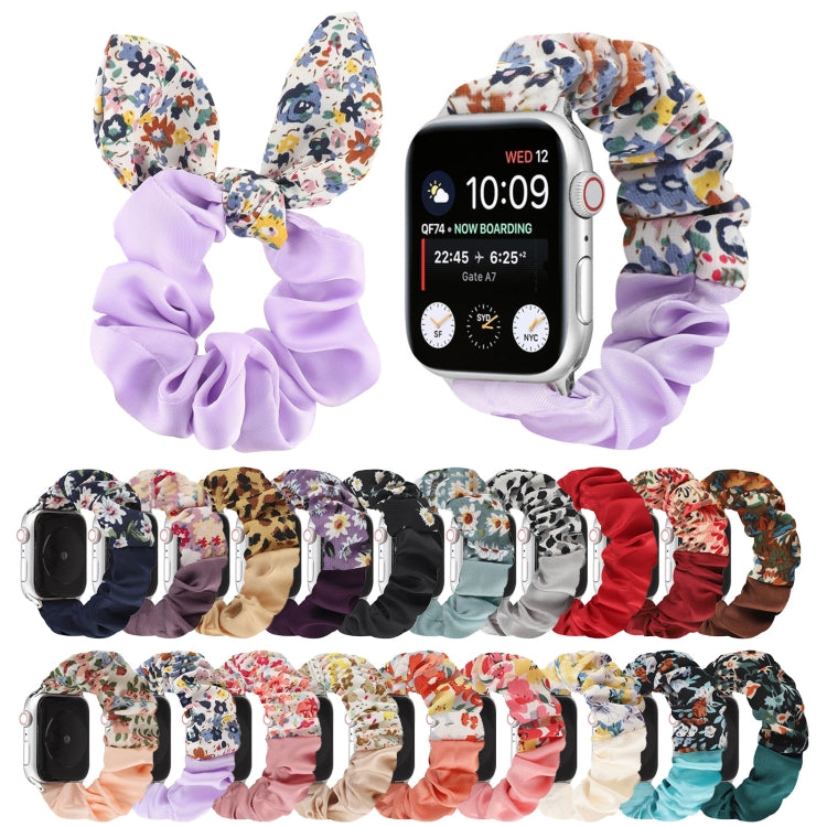 Butterfly Pattern Hair Ring Cloth Watch Band For Apple Watch Series 9&8&7 41mm / SE 3&SE 2&6&SE&5&4 40mm / 3&2&1 38mm(M) by bashfashion