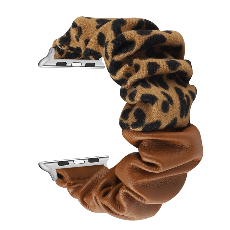 Leather Leopard Pattern Stitching Watch Band For Series 7 45mm / 6 & SE & 5 & 4 44mm / 3 & 2 & 1 42mm(Brown) by bashfashion