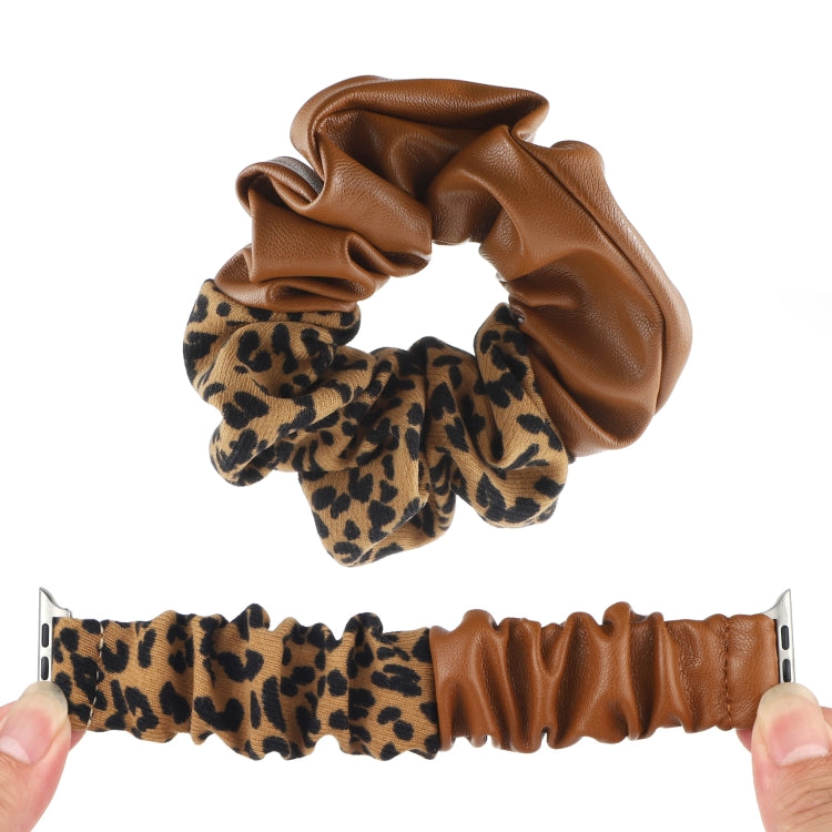 Leather Leopard Pattern Stitching Watch Band For Series 7 45mm / 6 & SE & 5 & 4 44mm / 3 & 2 & 1 42mm(Brown) by bashfashion