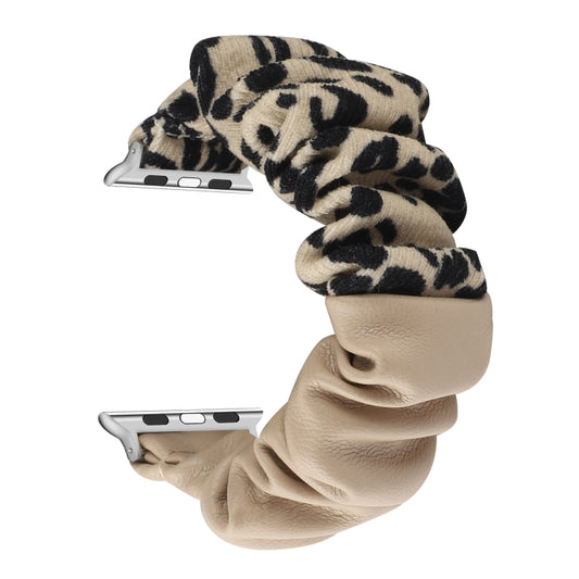 Leather Leopard Pattern Stitching Watch Band For Series 7 45mm / 6 & SE & 5 & 4 44mm / 3 & 2 & 1 42mm(Khaki) by bashfashion