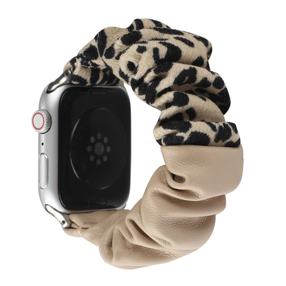 Leather Leopard Pattern Stitching Watch Band For Series 7 45mm / 6 & SE & 5 & 4 44mm / 3 & 2 & 1 42mm(Khaki) by bashfashion