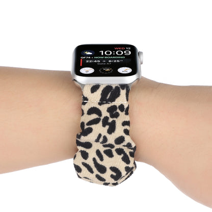 Leather Leopard Pattern Stitching Watch Band For Series 7 45mm / 6 & SE & 5 & 4 44mm / 3 & 2 & 1 42mm(Khaki) by bashfashion