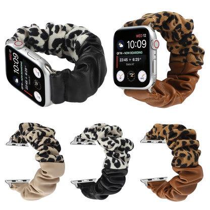 Leather Leopard Pattern Stitching Watch Band For Series 7 45mm / 6 & SE & 5 & 4 44mm / 3 & 2 & 1 42mm(Khaki) by bashfashion
