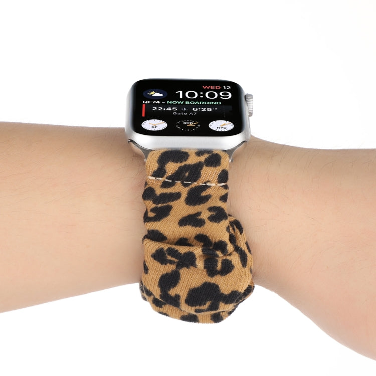 Leather Leopard Pattern Stitching Watch Band For Series 7 41mm / 6 & SE & 5 & 4 40mm / 3 & 2 & 1 38mm(Brown) by bashfashion