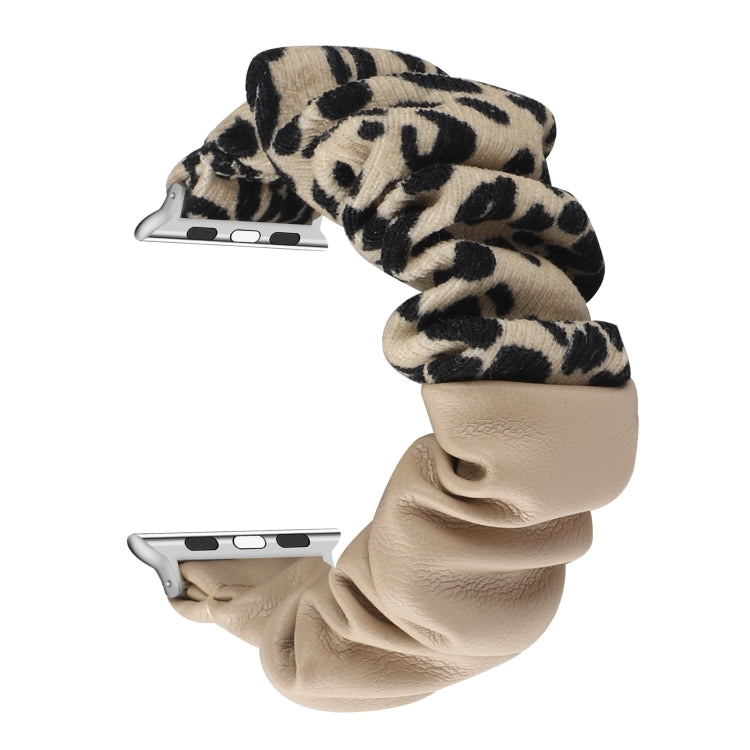 Leather Leopard Pattern Stitching Watch Band For Series 7 41mm / 6 & SE & 5 & 4 40mm / 3 & 2 & 1 38mm(Khaki) by bashfashion