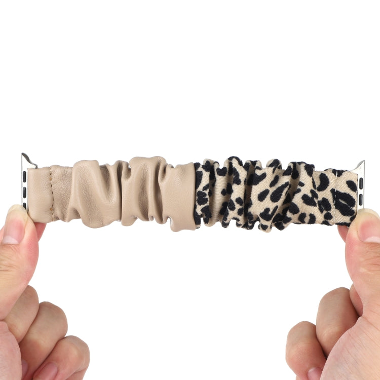 Leather Leopard Pattern Stitching Watch Band For Series 7 41mm / 6 & SE & 5 & 4 40mm / 3 & 2 & 1 38mm(Khaki) by bashfashion