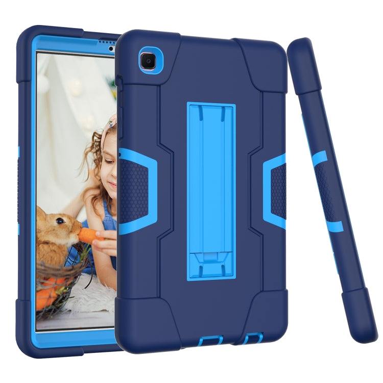 For Samsung Galaxy Tab A7 Lite T225 Contrast Color Robot Shockproof Silicone + PC Protective Case with Holder(Navy Blue + Blue) by bashfashion