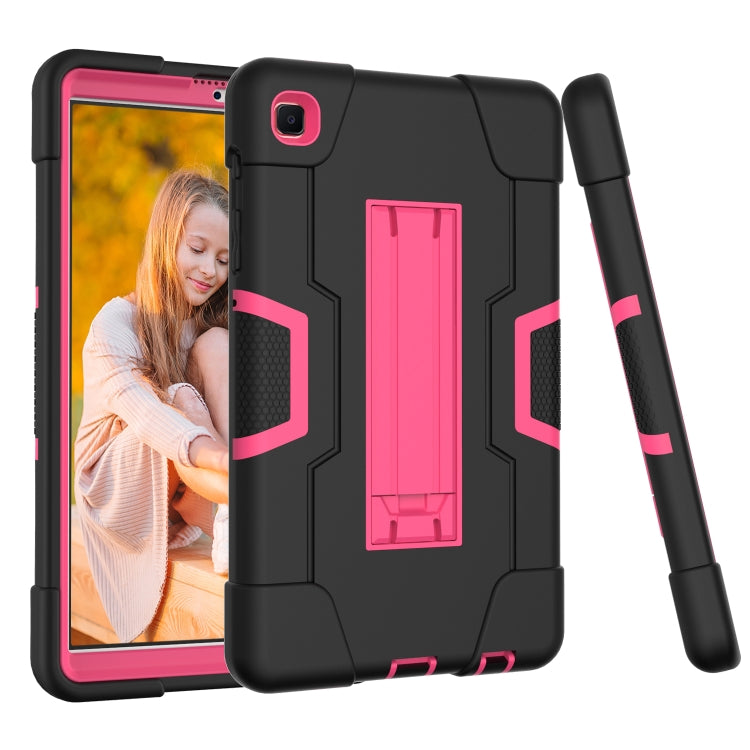 For Samsung Galaxy Tab A7 10.4 (2020) Contrast Color Robot Shockproof Silicone + PC Protective Case with Holder(Black + Rose Red) by bashfashion