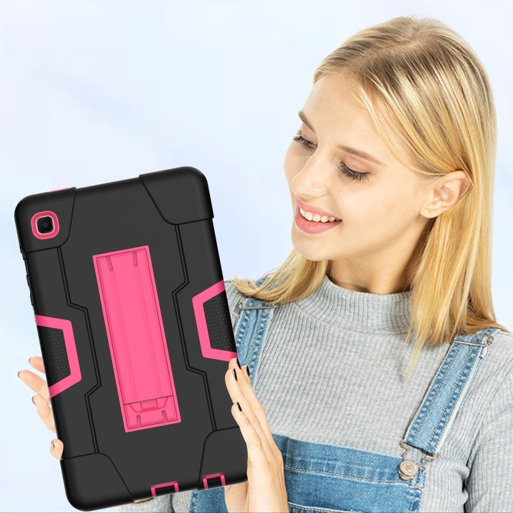 For Samsung Galaxy Tab A7 10.4 (2020) Contrast Color Robot Shockproof Silicone + PC Protective Case with Holder(Black + Rose Red) by bashfashion