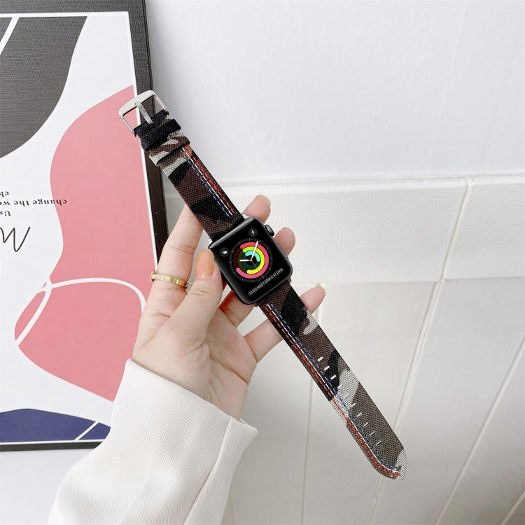 Three Lines Canvas Watch Band For Apple Watch Ultra 49mm&Watch Ultra 2 49mm / Series 9&8&7 45mm / SE 3&SE 2&6&SE&5&4 44mm / 3&2&1 42mm(Camouflage Black) by bashfashion