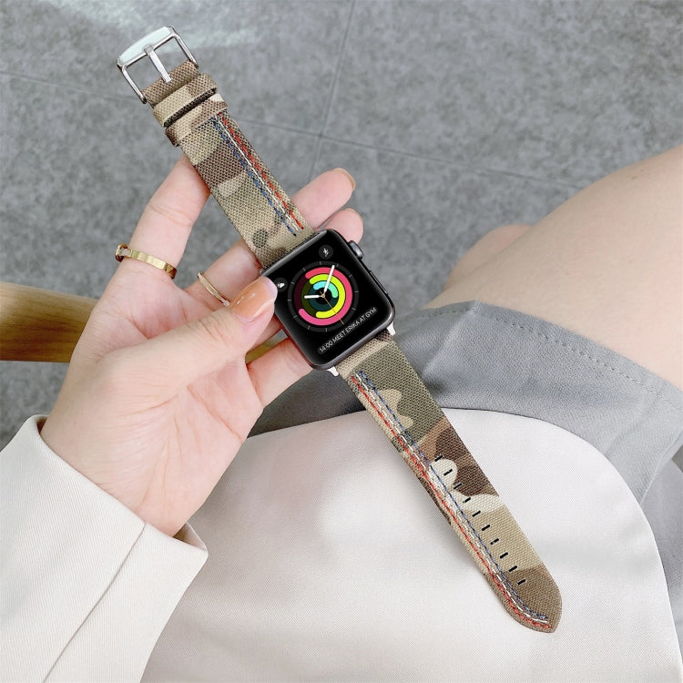 Three Lines Canvas Watch Band For Apple Watch Ultra 49mm&Watch Ultra 2 49mm / Series 9&8&7 45mm / SE 3&SE 2&6&SE&5&4 44mm / 3&2&1 42mm(Camouflage) by bashfashion