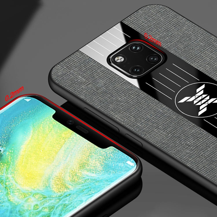 For Huawei Mate 20 Pro XINLI Stitching Cloth Textue Shockproof TPU Protective Case with Ring Holder(Black) by XINLI