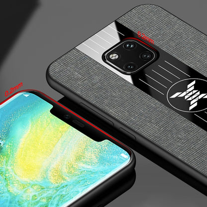 For Huawei Mate 20 Pro XINLI Stitching Cloth Textue Shockproof TPU Protective Case with Ring Holder(Black) by XINLI
