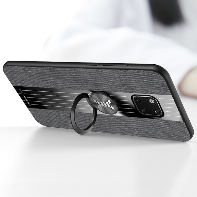For Huawei Mate 20 X XINLI Stitching Cloth Textue Shockproof TPU Protective Case with Ring Holder(Grey) by XINLI