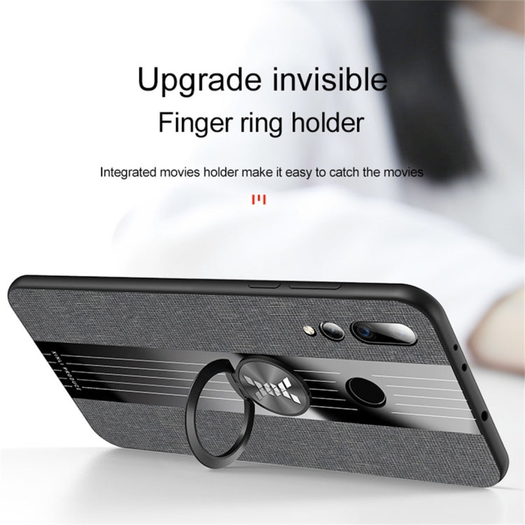 For Huawei nova 4 XINLI Stitching Cloth Textue Shockproof TPU Protective Case with Ring Holder(Black) by XINLI