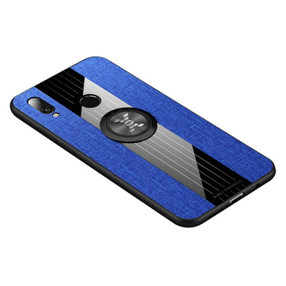 For Huawei P20 lite XINLI Stitching Cloth Textue Shockproof TPU Protective Case with Ring Holder(Blue) by XINLI