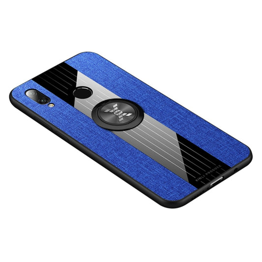 For Huawei P20 lite XINLI Stitching Cloth Textue Shockproof TPU Protective Case with Ring Holder(Blue) by XINLI