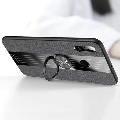For Huawei P30 Lite XINLI Stitching Cloth Textue Shockproof TPU Protective Case with Ring Holder(Grey) by XINLI
