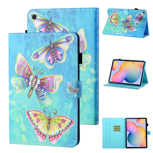For Samsung Galaxy Tab A7 Lite 8.7 (2021) T220 Coloured Drawing Stitching Horizontal Flip Leather Case with Holder & Card Slot(Colorful Butterflies) by bashfashion