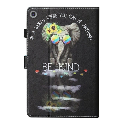 For Samsung Galaxy Tab A7 Lite 8.7 (2021) T220 Coloured Drawing Stitching Horizontal Flip Leather Case with Holder & Card Slot(Spectacles Elephant) by bashfashion