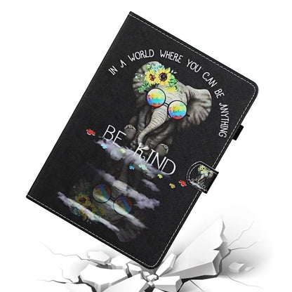 For Samsung Galaxy Tab A7 Lite 8.7 (2021) T220 Coloured Drawing Stitching Horizontal Flip Leather Case with Holder & Card Slot(Spectacles Elephant) by bashfashion