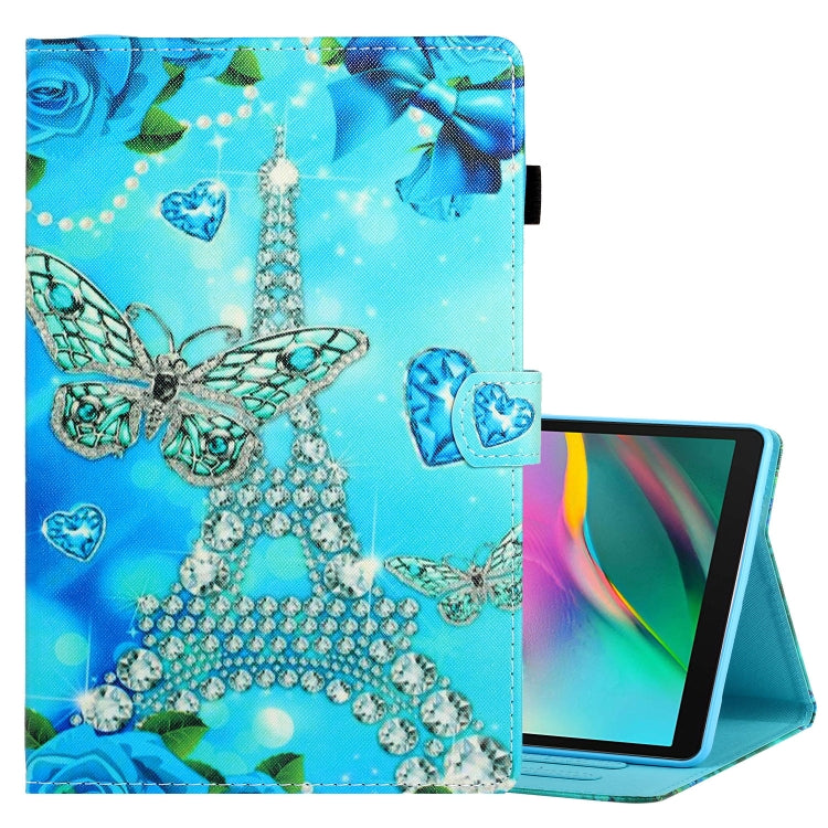For Samsung Galaxy Tab A7 Lite 8.7 (2021) T220 Coloured Drawing Stitching Horizontal Flip Leather Case with Holder & Card Slot(Butterfly Tower) by bashfashion