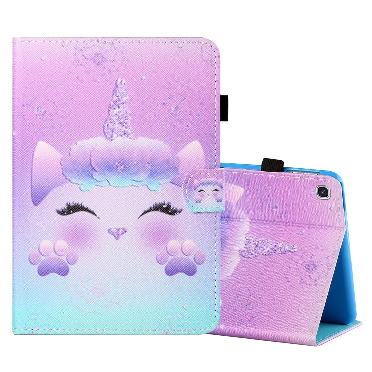 For Samsung Galaxy Tab A7 Lite 8.7 (2021) T220 Coloured Drawing Stitching Horizontal Flip Leather Case with Holder & Card Slot(Unicorn) by bashfashion