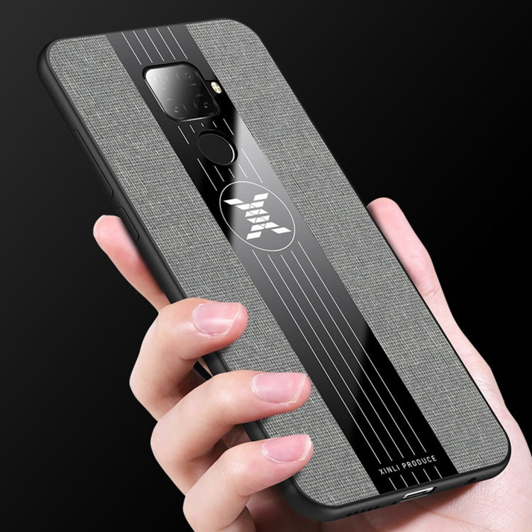 For Huawei nova 5i Pro XINLI Stitching Cloth Textue Shockproof TPU Protective Case(Brown) by XINLI