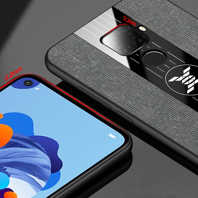 For Huawei nova 5i Pro XINLI Stitching Cloth Textue Shockproof TPU Protective Case(Brown) by XINLI