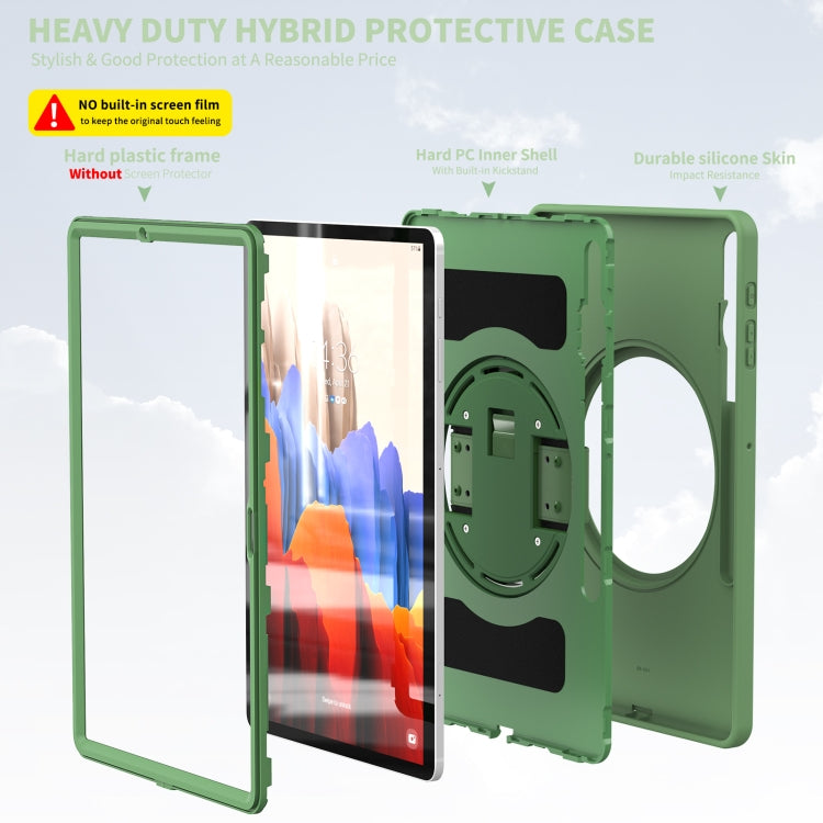 For Samsung Galaxy Tab S8+ / Tab S8 Plus / Tab S7 FE / Tab S7+ SM-T970 360 Degree Rotation PC + TPU Protective Case with Holder & Hand-strap & Pen Slot(Green) by bashfashion