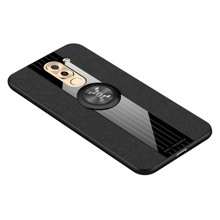 For Huawei Honor 6X XINLI Stitching Cloth Textue Shockproof TPU Protective Case with Ring Holder(Black) by XINLI