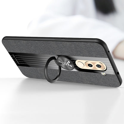 For Huawei Honor 6X XINLI Stitching Cloth Textue Shockproof TPU Protective Case with Ring Holder(Black) by XINLI