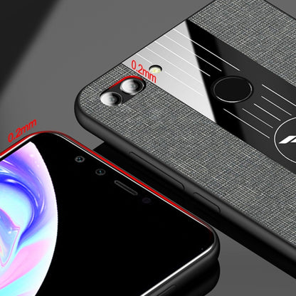 For Huawei Enjoy 8 Plus XINLI Stitching Cloth Textue Shockproof TPU Protective Case with Ring Holder(Black) by XINLI