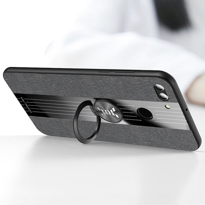 For Huawei Enjoy 8 Plus XINLI Stitching Cloth Textue Shockproof TPU Protective Case with Ring Holder(Black) by XINLI