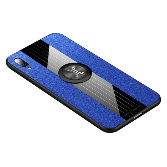 For Huawei Enjoy 9 XINLI Stitching Cloth Textue Shockproof TPU Protective Case with Ring Holder(Blue) by XINLI