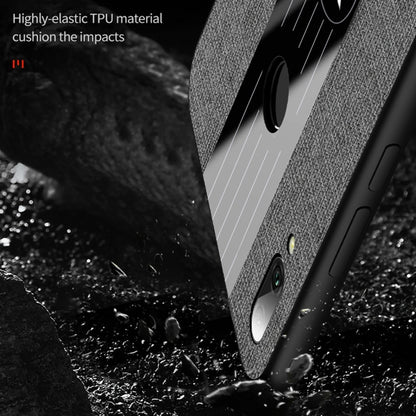 For Huawei Enjoy 9 XINLI Stitching Cloth Textue Shockproof TPU Protective Case with Ring Holder(Blue) by XINLI