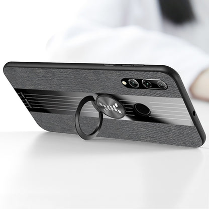 For Huawei Enjoy 9e XINLI Stitching Cloth Textue Shockproof TPU Protective Case with Ring Holder(Brown) by XINLI