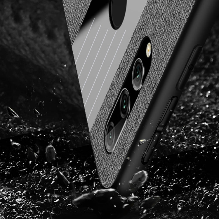 For Huawei Enjoy 9e XINLI Stitching Cloth Textue Shockproof TPU Protective Case with Ring Holder(Brown) by XINLI