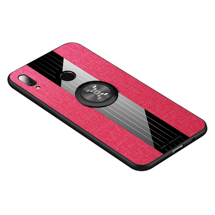For Huawei Enjoy 9 Plus XINLI Stitching Cloth Textue Shockproof TPU Protective Case with Ring Holder(Red) by XINLI