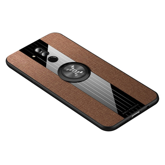 For Huawei Mate 20 Lite / Maimang 7 XINLI Stitching Cloth Textue Shockproof TPU Protective Case with Ring Holder(Brown) by XINLI